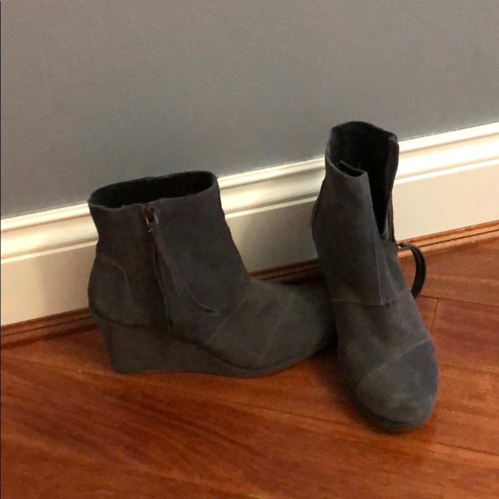 Tom wedged booties! Never worn